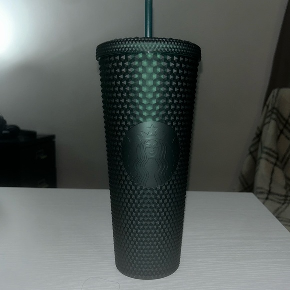 2022 Starbucks Studded Matte Dark Green 24 oz Tumbler Cold Cup Venti - Picture 3 of 6